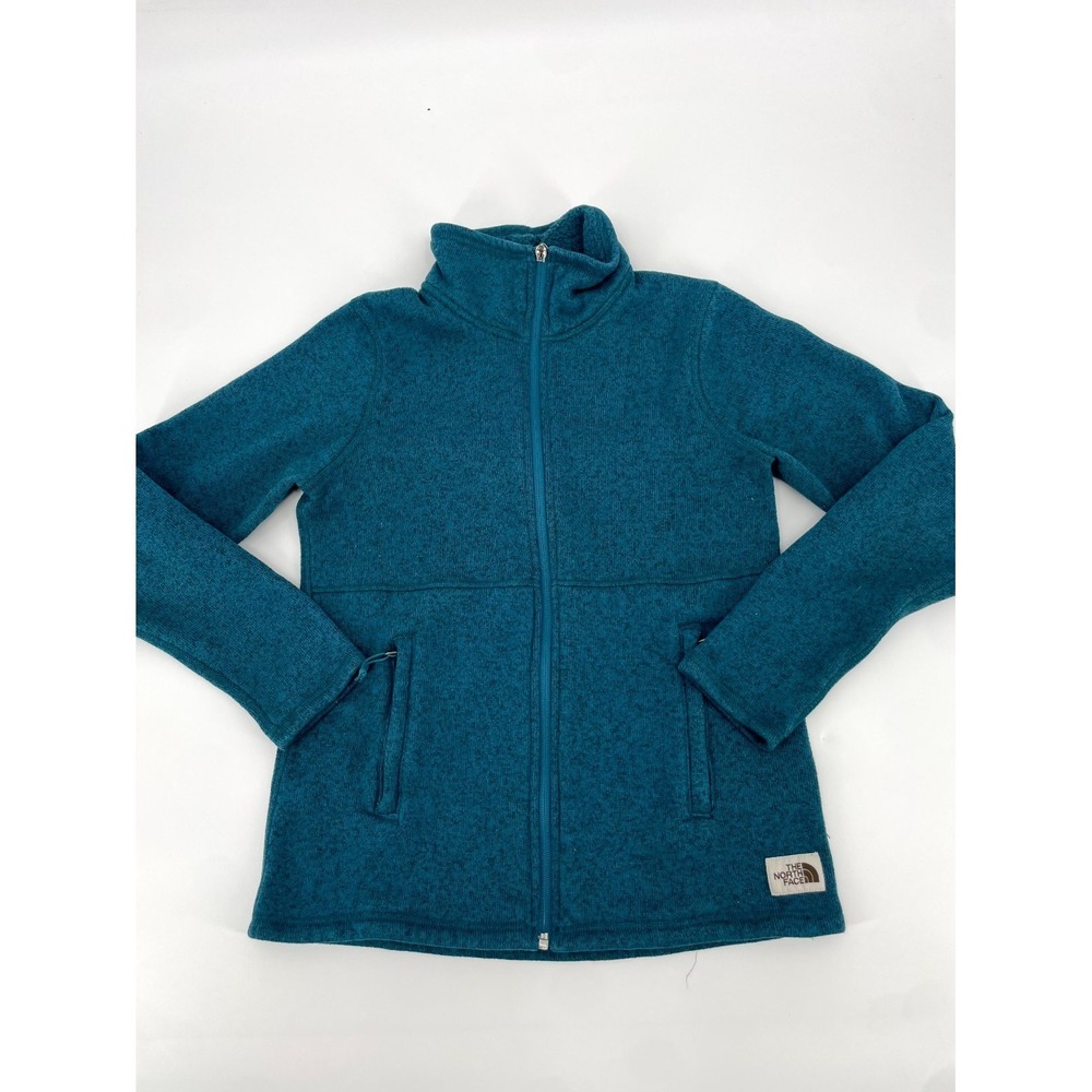 The North Face Crescent Jacket Womens Small Mallard Blue Pockets Full Zip Mock